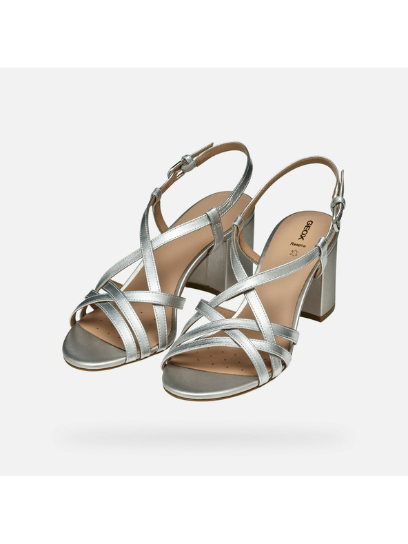 Geox Strieborné dámske sandále Geox Virnilisa 65 S