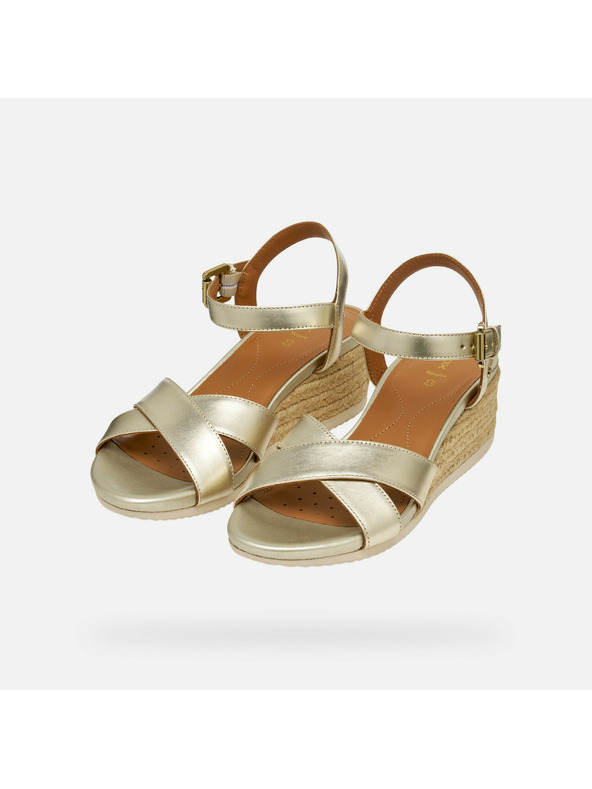 Geox Zlaté dámske sandále Geox Ischia Corda