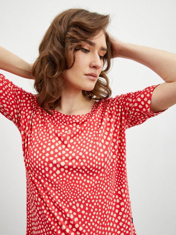 ZOOT.lab Béžovo-červené dámske vzorované tričko ZOOT.lab Normandie