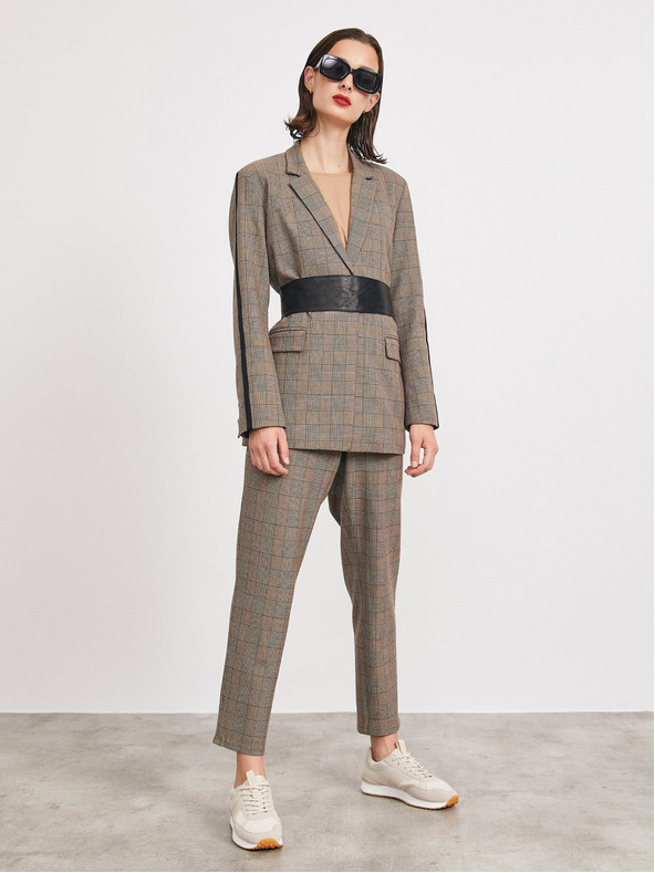 ZOOT.lab Svetlohnedá dámska károvaná bunda METROOPOLIS by ZOOT.lab Blanche