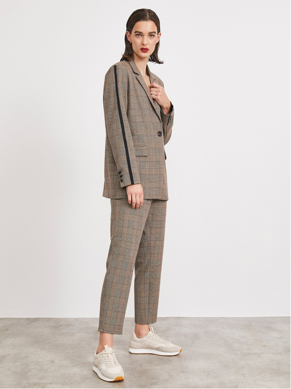 ZOOT.lab Svetlohnedá dámska károvaná bunda METROOPOLIS by ZOOT.lab Blanche