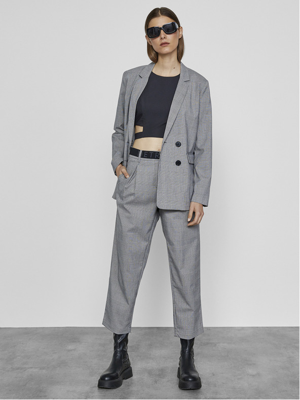 ZOOT.lab Svetlošedá dámska kockovaná bunda METROOPOLIS by ZOOT.lab Sonia