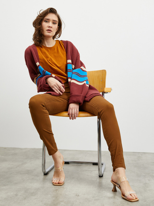 ZOOT.lab Hnedé dámske nohavice slim fit strihu ZOOT.lab Anna 2