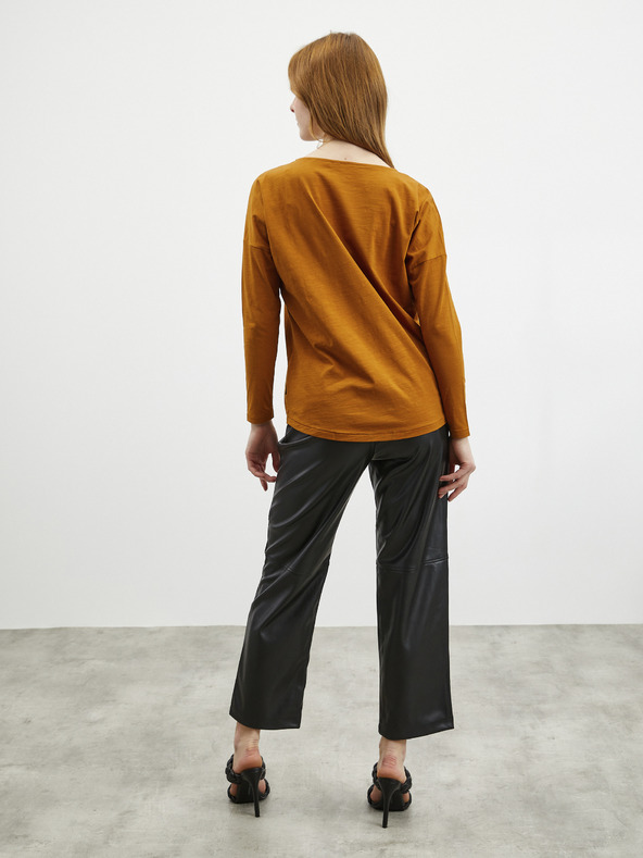 ZOOT.lab Hnedé dámske základné tričko s dlhým rukávom ZOOT.lab Evana