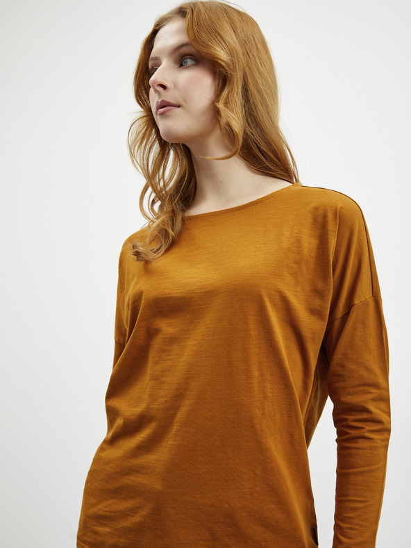 ZOOT.lab Hnedé dámske základné tričko s dlhým rukávom ZOOT.lab Evana