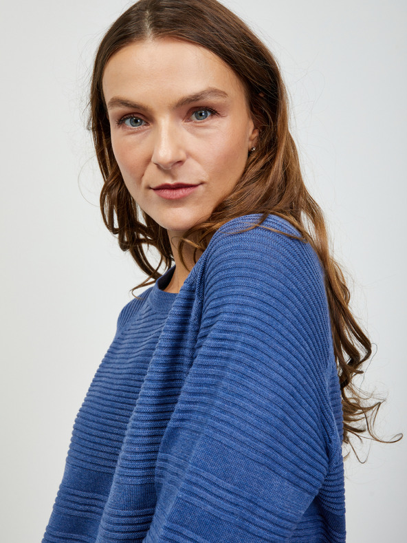 ZOOT.lab Modrý dámsky rebrovaný sveter ZOOT.lab Heddie