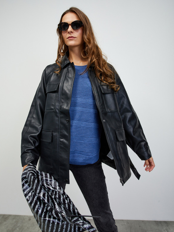 ZOOT.lab Modrý dámsky rebrovaný sveter ZOOT.lab Heddie