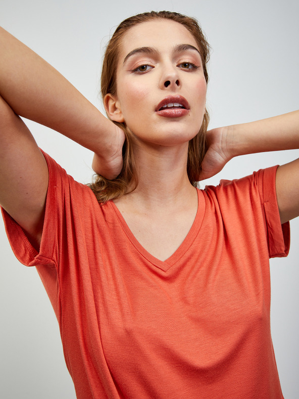 ZOOT.lab Koralové dámske pruhované základné tričko ZOOT.lab Adriana 2