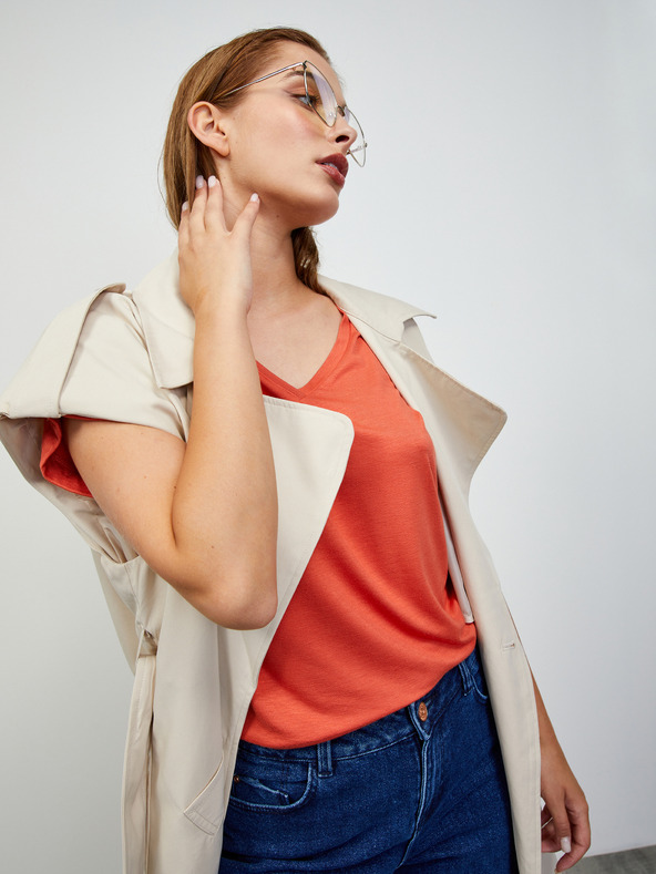 ZOOT.lab Koralové dámske pruhované základné tričko ZOOT.lab Adriana 2