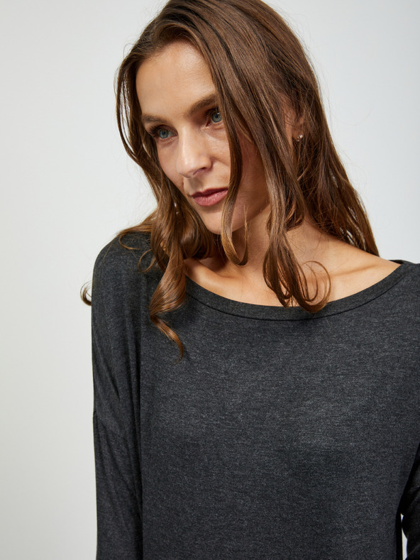 ZOOT.lab Tmavosivé dámske základné tričko s dlhým rukávom ZOOT.lab Leticia