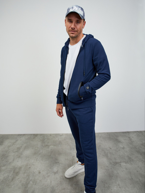 ZOOT.lab Tmavomodrá pánska základná mikina na zips s kapucňou ZOOT.lab Ralph