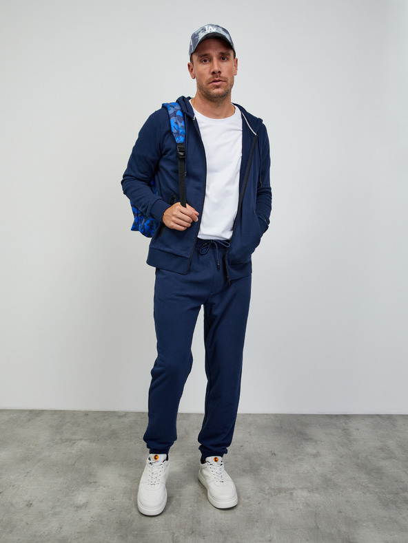 ZOOT.lab Tmavomodrá pánska základná mikina na zips s kapucňou ZOOT.lab Ralph