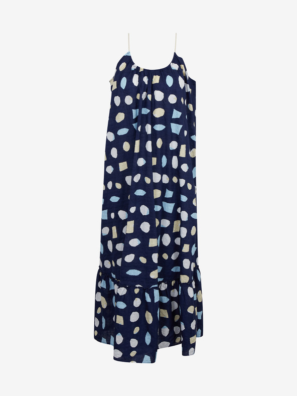 ZOOT.lab Tmavomodré dámske vzorované maxi šaty s volánom ZOOT.lab Grete