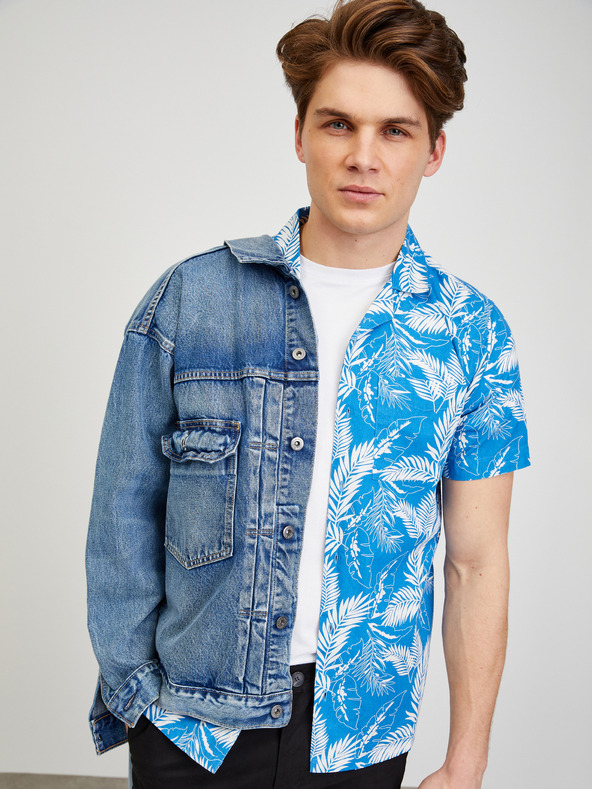 ZOOT.lab Modrá pánska vzorovaná košeľa s krátkym rukávom ZOOT.lab Darrel