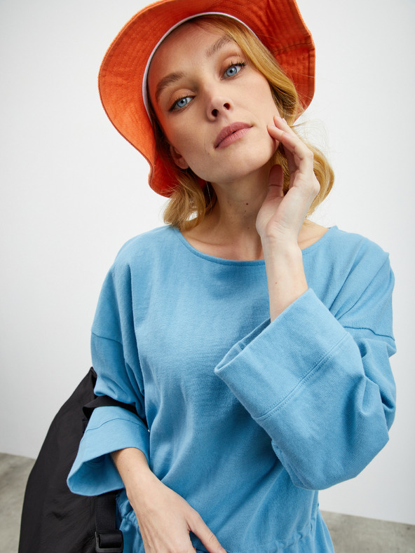 ZOOT.lab Svetlomodrá dámska nadrozmerná mikina so sťahovaním v páse ZOOT.lab Sash