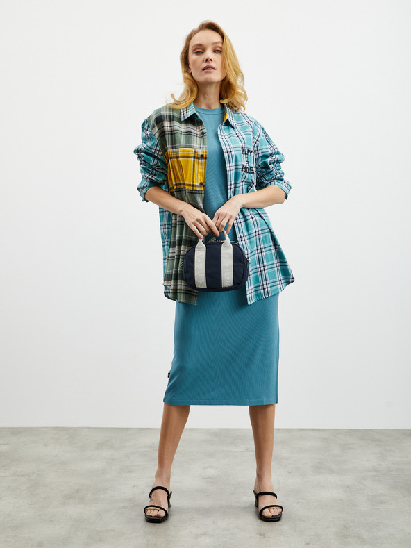 ZOOT.lab Svetlomodré dámske rebrované šaty s rozparkom ZOOT.lab Delie