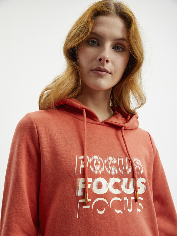 ZOOT.lab Koralové dámske mikinové šaty s kapucňou a potlačou ZOOT.lab Debby