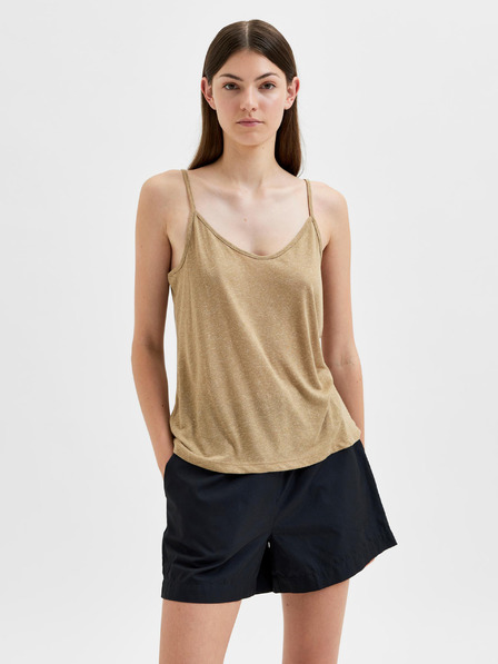 Selected Femme Béžové tielko s ľanom Selected Femme Ivy