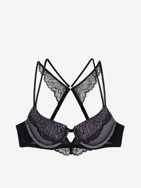 DORINA Fialovo-čierna čipkovaná podprsenka DORINA Vibrant