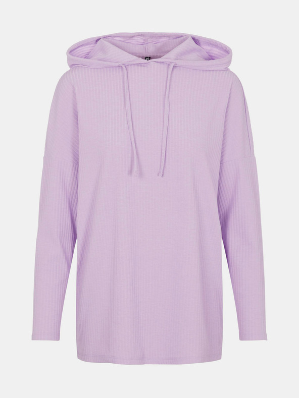 Pieces Svetlofialová mikina s kapucňou Pieces Ribbi