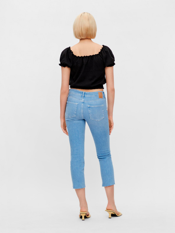 Pieces Čierna krátka blúzka Pieces Leaf