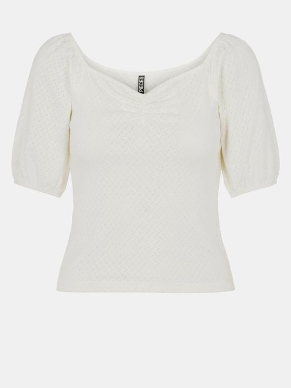 Pieces Krémová vzorovaná blúzka Pieces Lucy