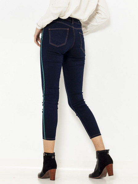 CAMAIEU Tmavomodré skrátené skinny fit džínsy so šerpou CAMAIEU