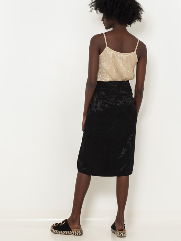 CAMAIEU Čierna vzorovaná sukňa s gombíkmi CAMAIEU