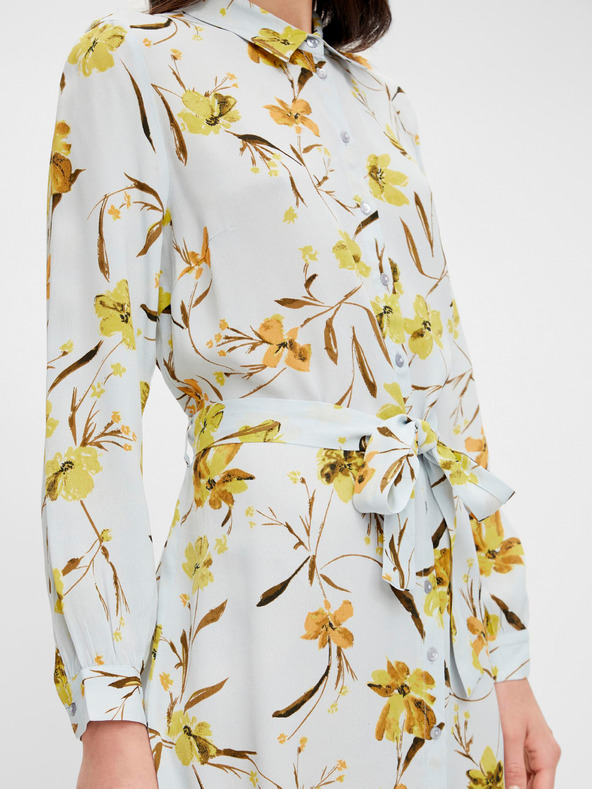 Pieces Svetlomodré košeľové šaty s kvetmi Pieces Lillian