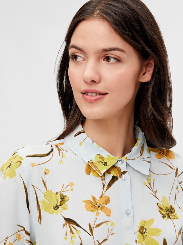 Pieces Svetlomodré košeľové šaty s kvetmi Pieces Lillian