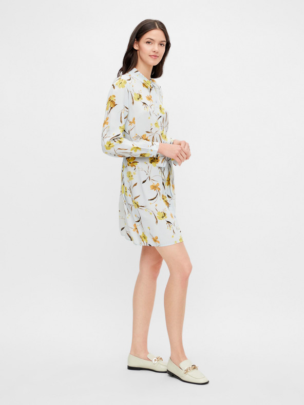 Pieces Svetlomodré košeľové šaty s kvetmi Pieces Lillian