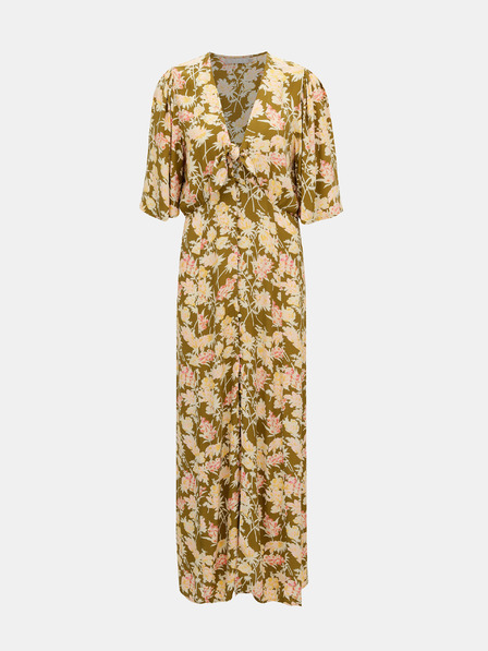 Pieces Khaki kvetované maxi šaty Pieces Polly