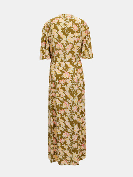 Pieces Khaki kvetované maxi šaty Pieces Polly