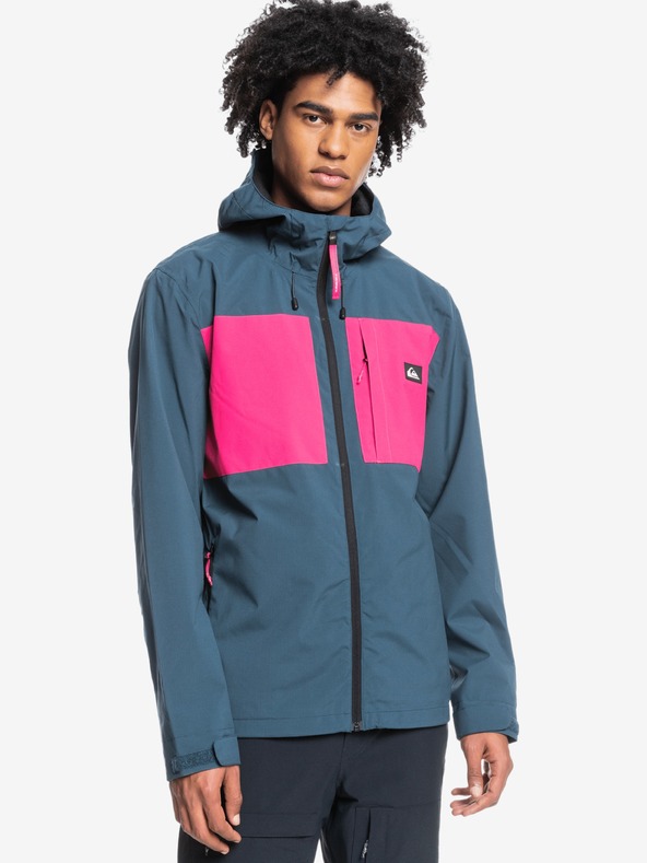 Quiksilver Ružovo-modrá pánska ľahká bunda Quiksilver Lizard Head s kapucňou