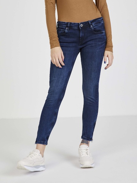 Pepe Jeans Tmavomodré úzke džínsy Pepe Jeans Lola Zip