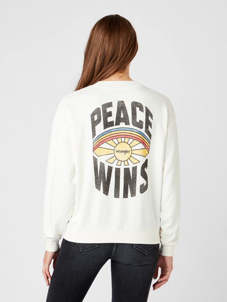 Wrangler Biela dámska mikina Wrangler Retro Sweat s potlačou