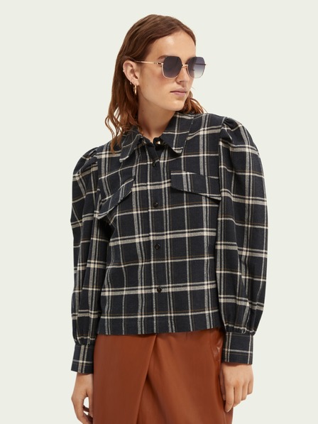 Scotch & Soda Tmavomodrá dámska kockovaná ľahká bunda Scotch & Soda