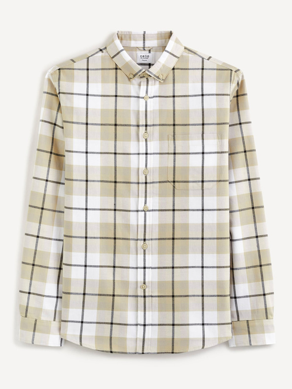 Celio Bielo-béžová pánska kockovaná košeľa Celio