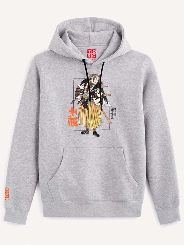 Celio Šedá pánska mikina s potlačou Celio TORC