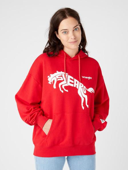 Wrangler Červená unisex vzorovaná mikina s kapucňou Wrangler
