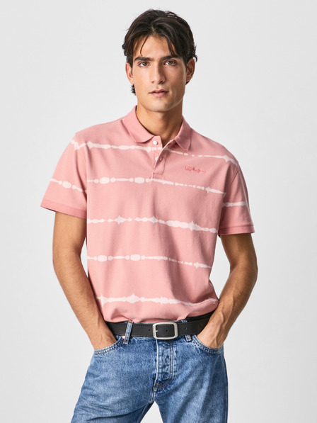 Pepe Jeans Ružová pánska pruhovaná polokošeľa Pepe Jeans Farrell