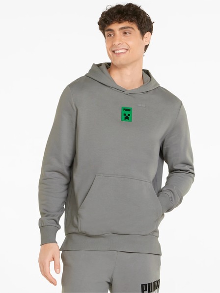 Puma Šedá pánska mikina s kapucňou Puma x MINECRAFT
