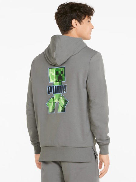 Puma Šedá pánska mikina s kapucňou Puma x MINECRAFT