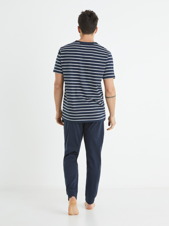 Celio Tmavomodré pánske pruhované pyžamo Celio Bisible