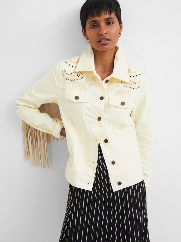 Desigual Desigual Santa Monica Cream Dámska džínsová bunda