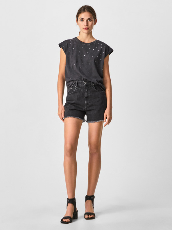 Pepe Jeans Tmavosivé dámske džínsové šortky Pepe Jeans Rachel