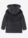 Desigual Čierna dievčenská vzorovaná zimná bunda s kapucňou a umelou kožušinou Desigual Kids Exteriér