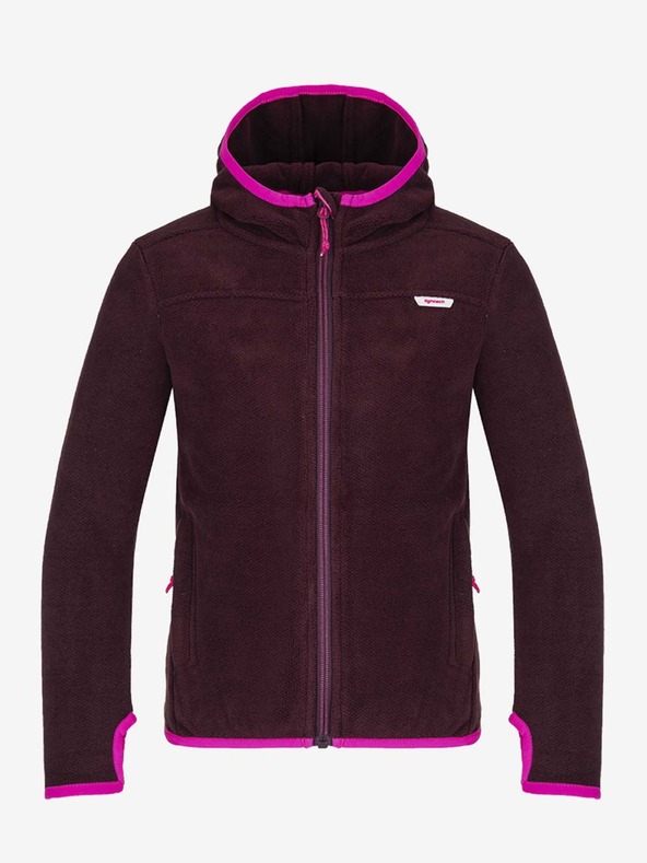 Loap Ružovo-fialový dievčenský sveter LOAP Qwaro na zips s kapucňou
