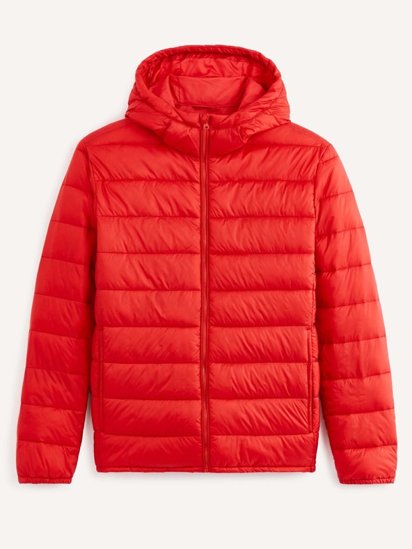 Celio Červená pánska ľahká prešívaná bunda Celio Vububble