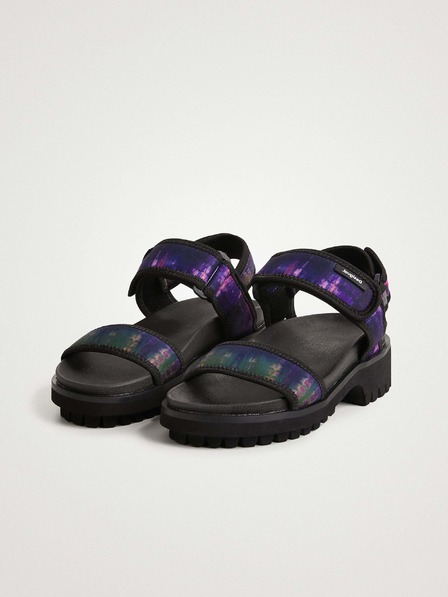 Desigual Fialovo-čierne dámske sandále Desigual Track Sandal